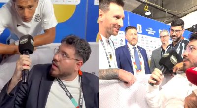 Manu entrevistando Bellingham e Messi – Montagem/Instagram/@gutierrezmanu