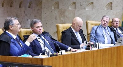 Flávio Dino, André Mendonça, Alexandre de Moraes, Dias Toffoli e Gilmar Mendes no julgamento q...