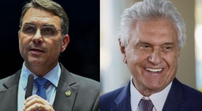 O senador Flávio Bolsonaro e o governador de Goiás, Ronaldo Caiado  • Reprodução