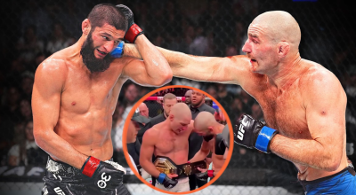 CHICAGO, ILLINOIS – AUGUST 16: Khamzat Chimaev of the United Arab Emirates grapples with Dricus...